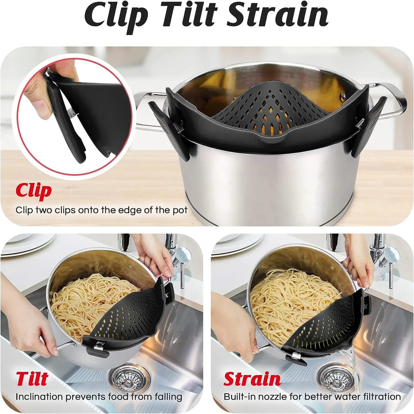 Multi-Functional Silicone Clip-On Strainer