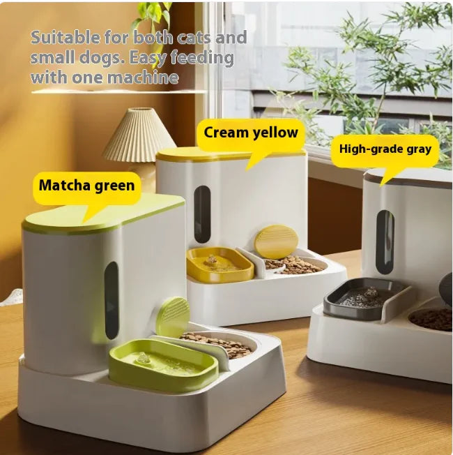 Automatic Cat Feeder & Water Dispenser with Dual Bowl Design