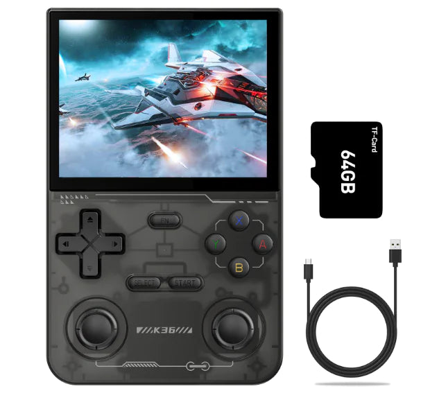 K36 Retro Handheld Game Console 500 nit 3.5 Inch IPS Screen with 16000 Video Games Emulator for PS1/PSP/DC/N64/SS