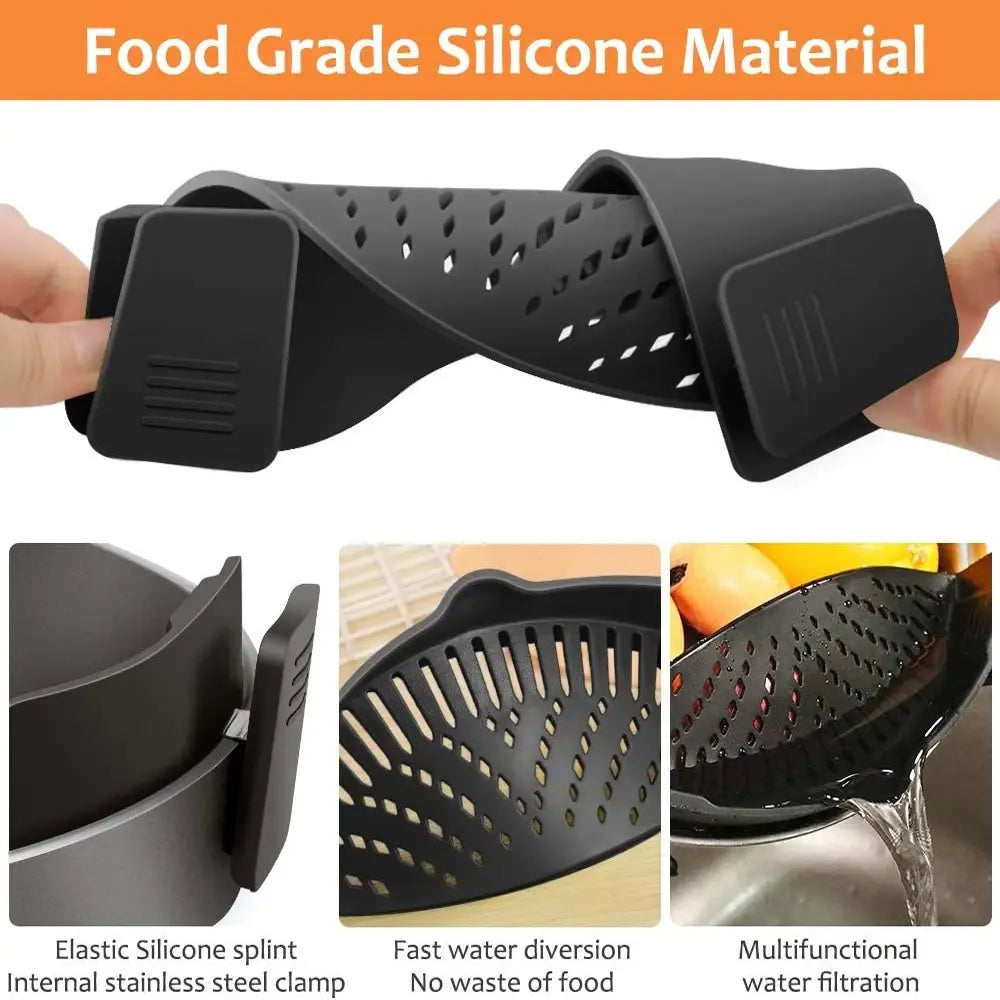 Multi-Functional Silicone Clip-On Strainer